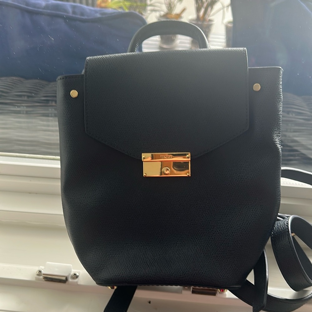 Tumi Midnight Blue Limited Edition Mini Leather Backpack w/  Gold Accents,